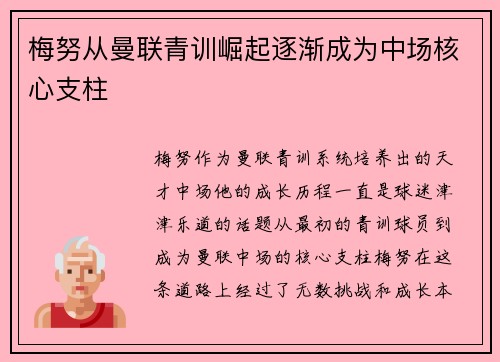 梅努从曼联青训崛起逐渐成为中场核心支柱